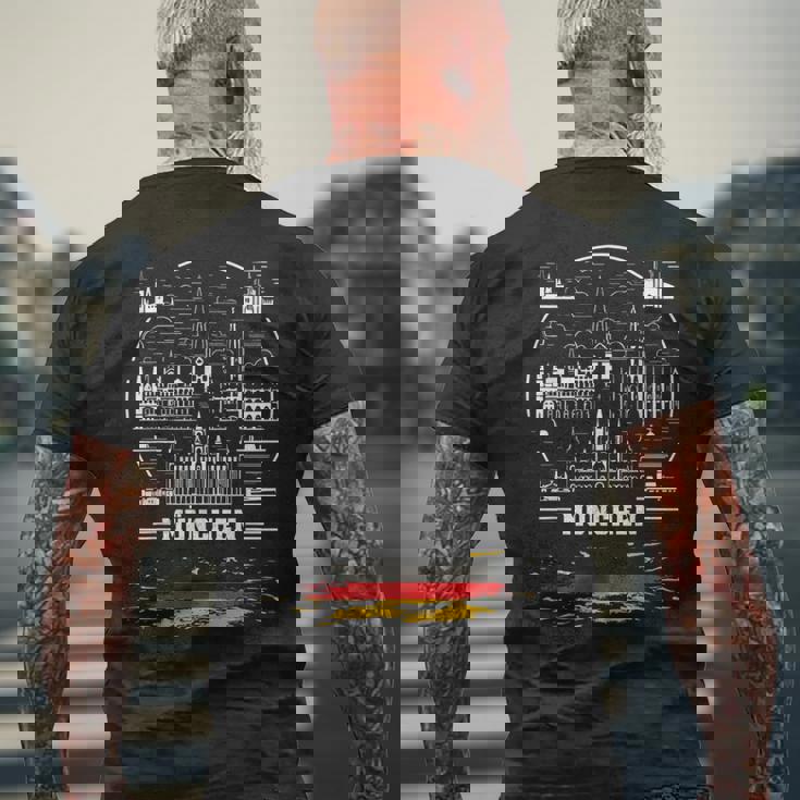 ミュンヘンお土産 ミュンヘン ドイツ国旗 メンズTシャツ バックプリント 高齢者への贈り物