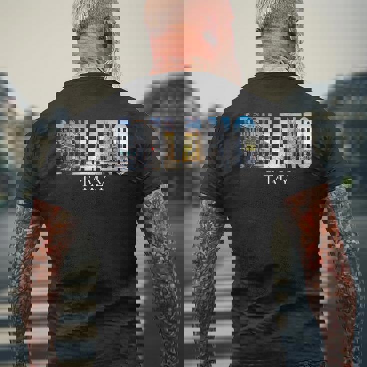 ミラノイタリア-ミラノイタリアファッションイタリアングラフィック メンズTシャツ バックプリント 高齢者への贈り物