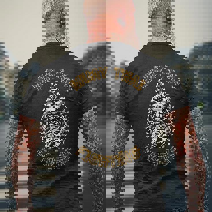 ムエタイ・ゴリラ ゴリラ・キックボクシング・タイ・ボクシング メンズTシャツ バックプリント 高齢者への贈り物