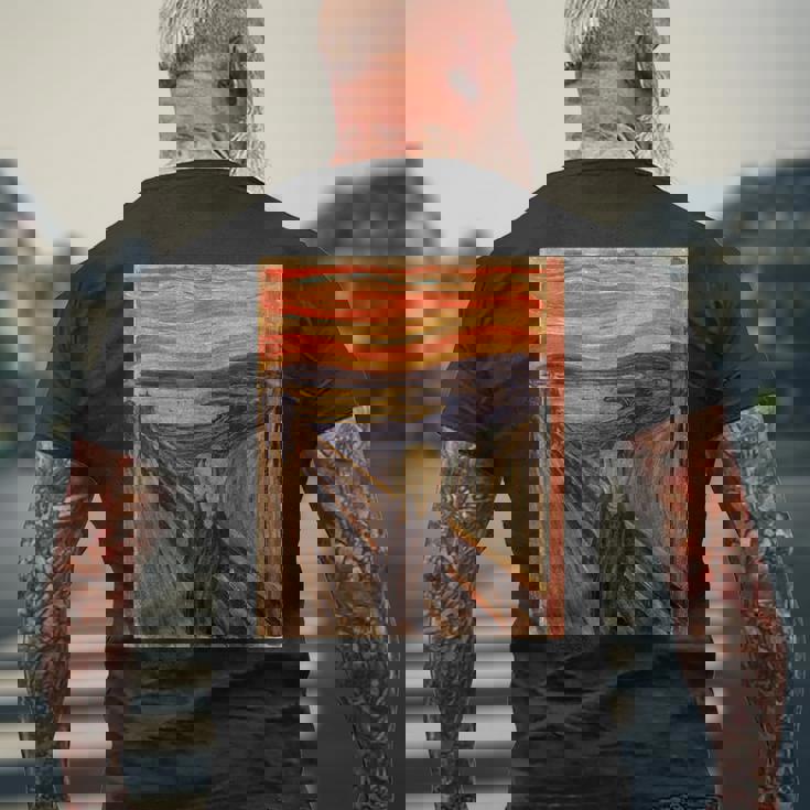 ムンクの叫び【世界の名画】エドヴァルド・ムンク Edvard Munch 美術館アート メンズTシャツ バックプリント 高齢者への贈り物