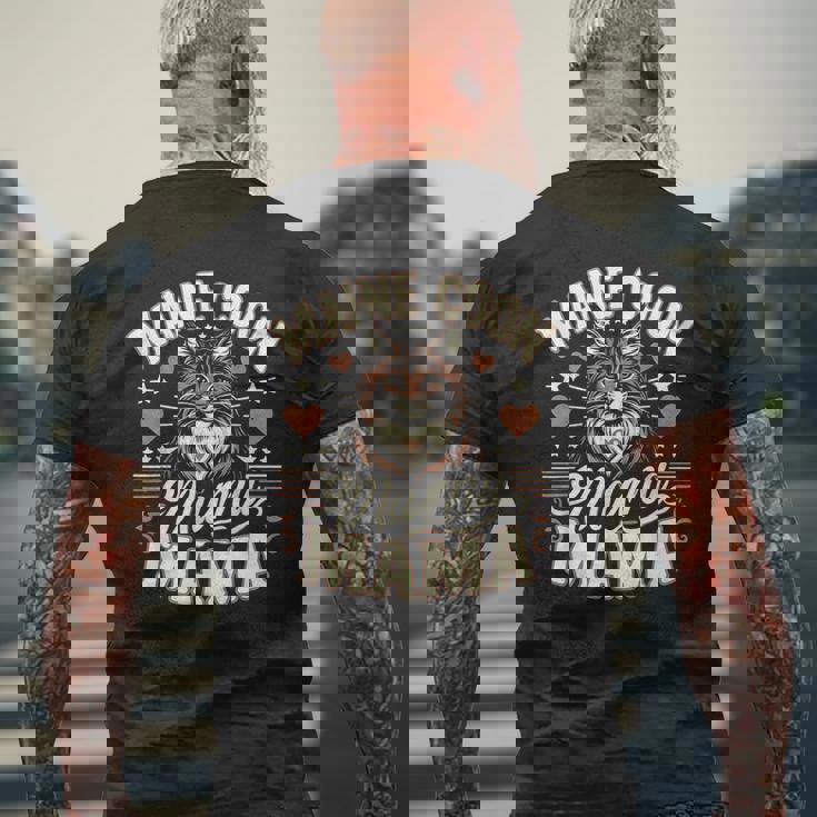 メインクーン猫種ペット-メインクーンママ メンズTシャツ バックプリント 高齢者への贈り物