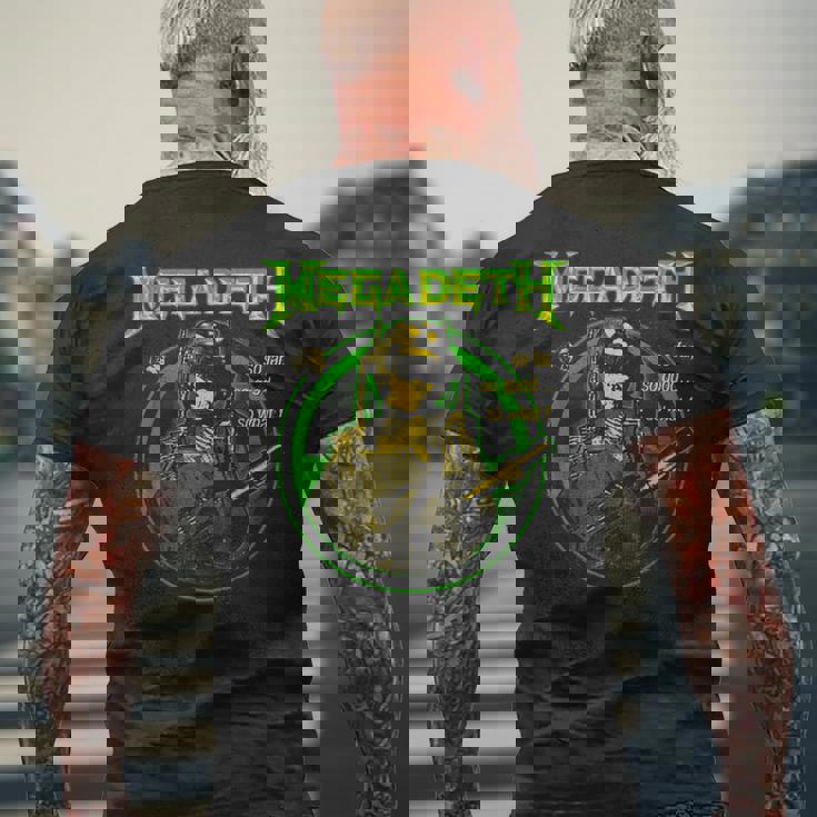 メガデス -O Faro Goodo Whatoldier メンズTシャツ バックプリント 高齢者への贈り物