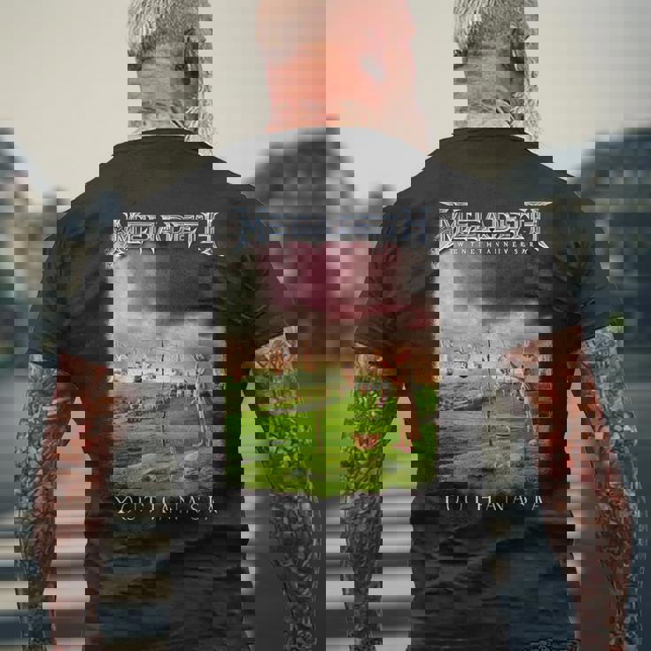 メガデス-ユーサナシア メンズTシャツ バックプリント 高齢者への贈り物