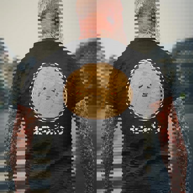 メロンパン 菓子パン パン かわいい 顔 八の字眉 笑い おもしろ キャラクターキャラクター メロンパン好き メンズTシャツ バックプリント 高齢者への贈り物