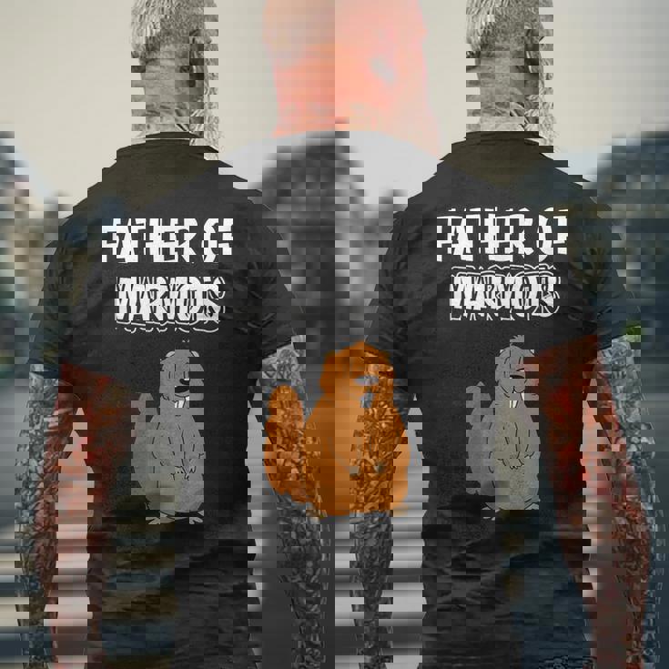 メンズ・ボーイズ・マーモット・パパ 父の日 マーモットの父 メンズTシャツ バックプリント 高齢者への贈り物