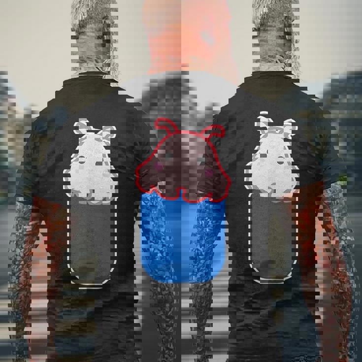 メンダコ（いん ざ ポケット）ワンポイント 胸【どうぶつフレンズ】ゆるくて かわいい 動物 グッズ イラスト 面白い メンズTシャツ バックプリント 高齢者への贈り物