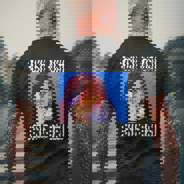 モシ・モシ・ジーザス・デス面白い メンズTシャツ バックプリント 高齢者への贈り物