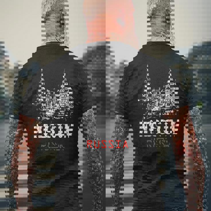 モスクワ ロシア メンズTシャツ バックプリント 高齢者への贈り物