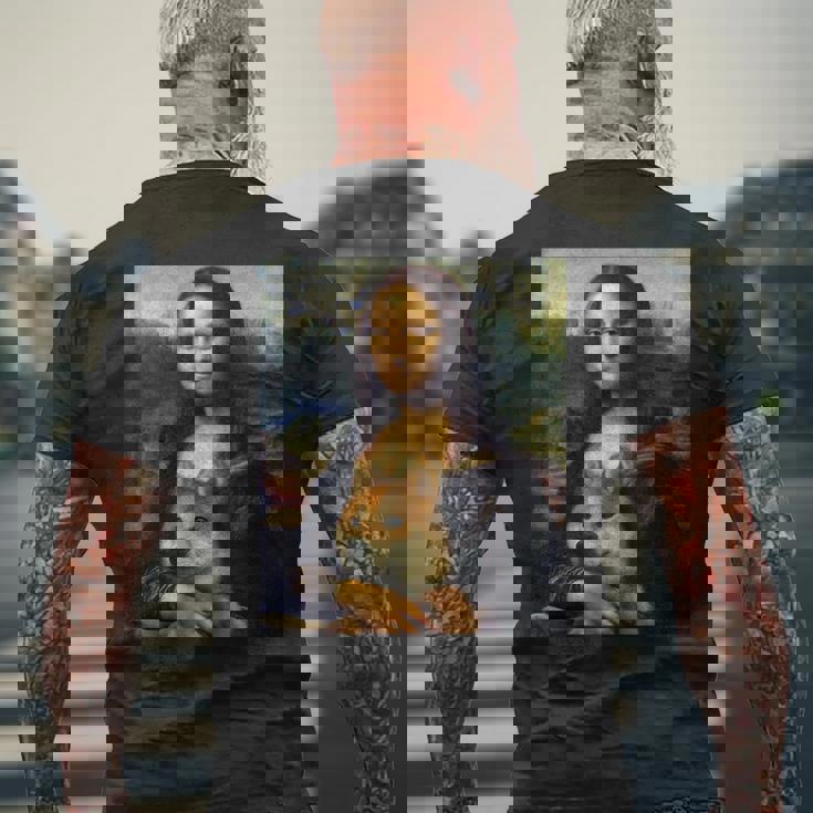 モナリサダヴィンチ プリントシャツ 柴犬とモナリサ メンズTシャツ バックプリント 高齢者への贈り物