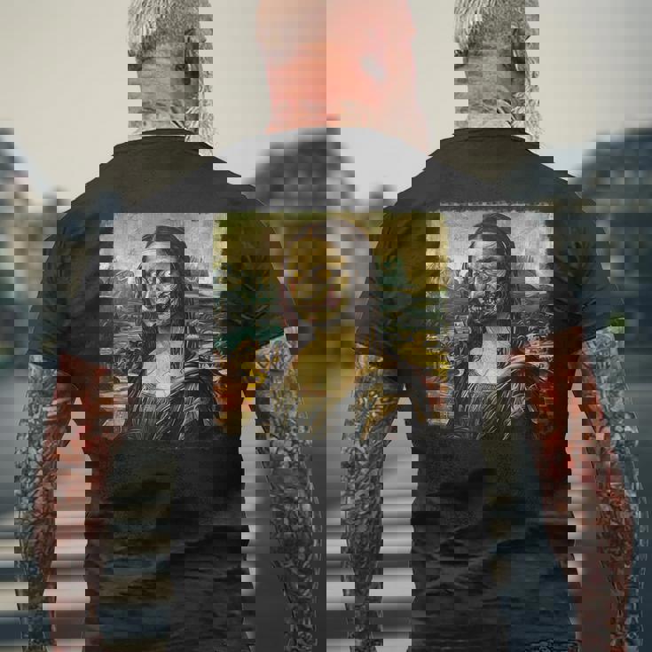 モナリザ ゾンビ ハロウィン 美術教師 モナリザ メンズTシャツ バックプリント 高齢者への贈り物