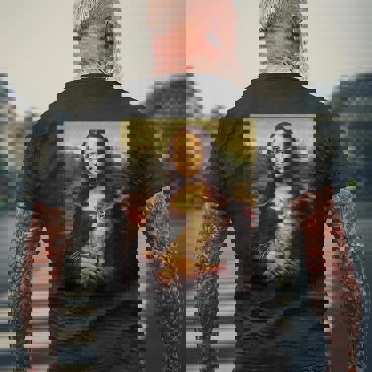 モナリザ 猫 メンズTシャツ バックプリント 高齢者への贈り物