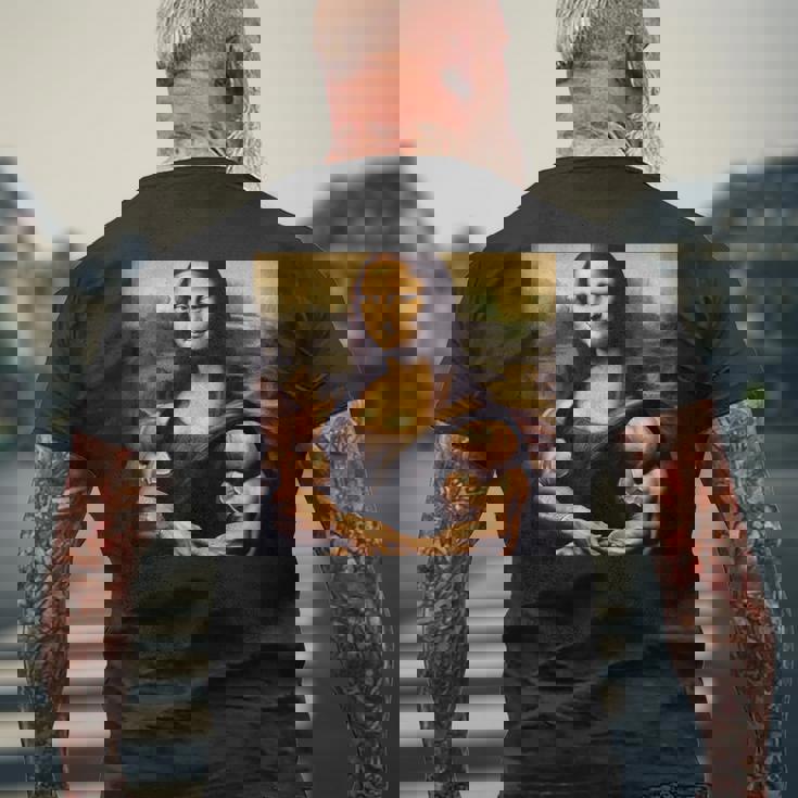 モナリザ 筋肉付き おもしろギフト メンズTシャツ バックプリント 高齢者への贈り物