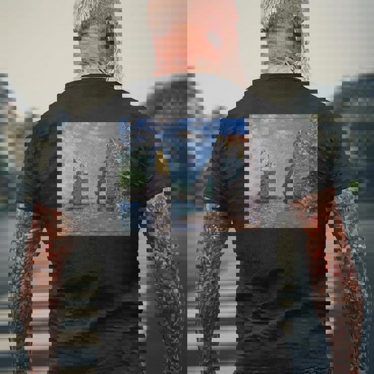 モネのエトルタの断崖 メンズTシャツ バックプリント 高齢者への贈り物