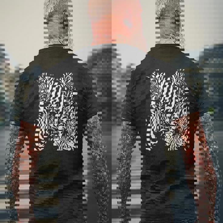 モノクロゼブラ柄アフリカサファリ動物野生生物 メンズTシャツ バックプリント 高齢者への贈り物