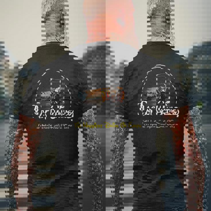 モルトウイスキーシャツ Happiest Drink Ever 面白いウイスキー葉巻 メンズTシャツ バックプリント 高齢者への贈り物