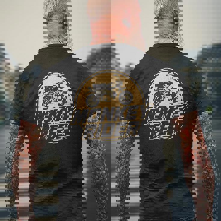 モンキーバイクライダーレトロクラシック原付オートバイtシャツ メンズTシャツ バックプリント 高齢者への贈り物