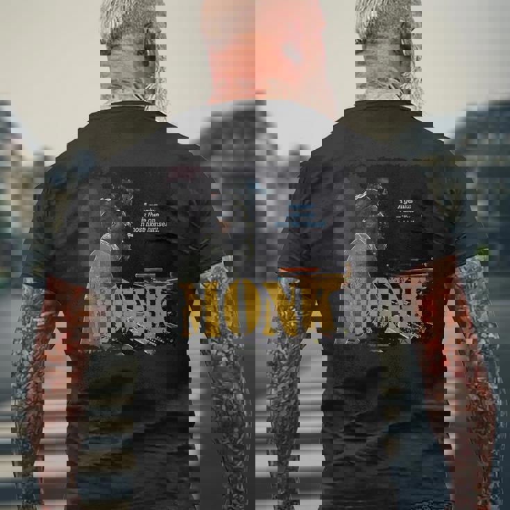 モンクジャズ 知恵 ピアニスト ミュージシャン メンズTシャツ バックプリント 高齢者への贈り物