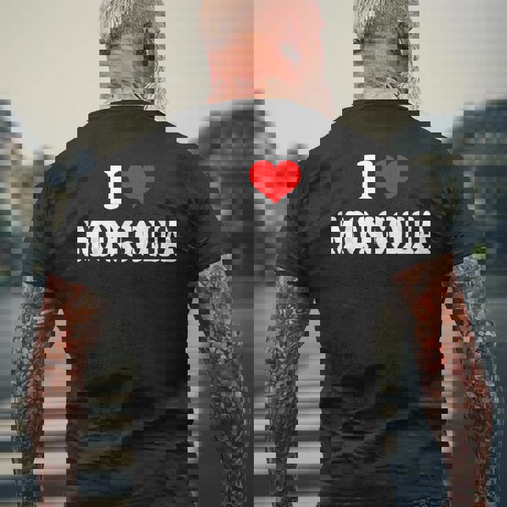 モンゴル I Love Mongolia メンズTシャツ バックプリント 高齢者への贈り物