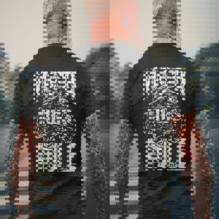 モンスタートラックルールジャムモンスタートラックボーイズ メンズTシャツ バックプリント 高齢者への贈り物