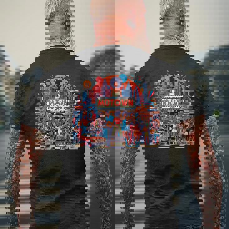 モータウン時代の懐かしい音楽デザイン メンズTシャツ バックプリント 高齢者への贈り物