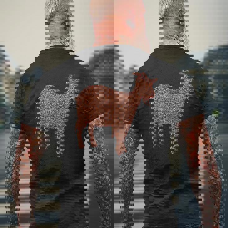 ヤギ動物コーヒー豆 メンズTシャツ バックプリント 高齢者への贈り物