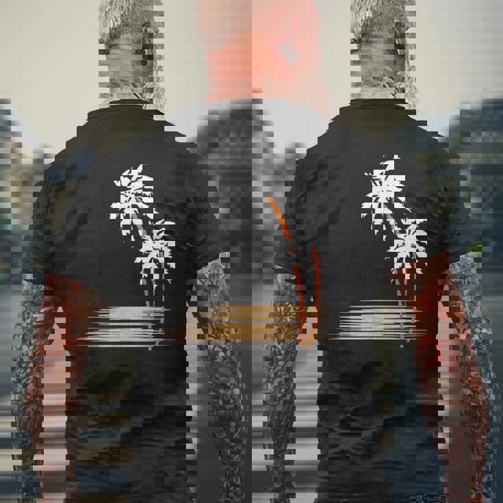 ヤシの木 夏 カラフル 胸 プリント ホリデー メンズTシャツ バックプリント 高齢者への贈り物