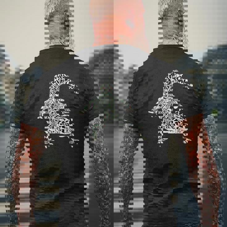 ヤモリ 爬虫類 モチーフ カラフル トカゲ メンズTシャツ バックプリント 高齢者への贈り物