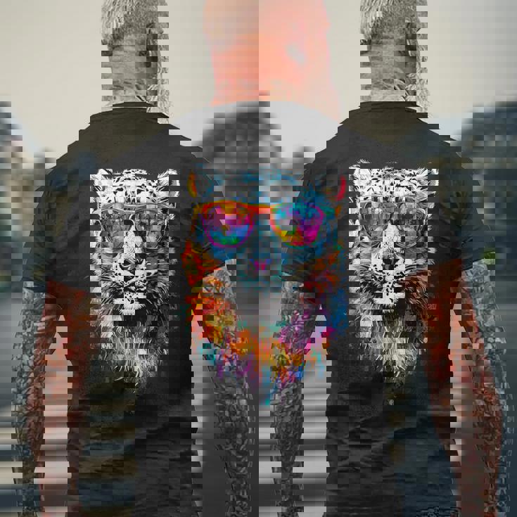 ユキヒョウ パンサー 大型ネコ科動物 ユキヒョウ メンズTシャツ バックプリント 高齢者への贈り物