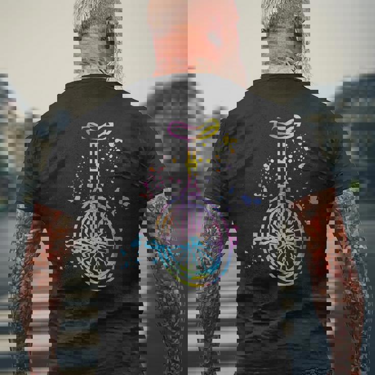 ユニサイクリスト 一輪車 ユニサイクリスト ユニサイクリスト カラースプラッシュ 一輪車 メンズTシャツ バックプリント 高齢者への贈り物