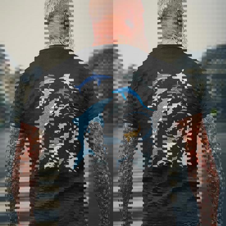 ヨシキリザメ アオザメ シュモクザメ ジンベエザメ メンズTシャツ バックプリント 高齢者への贈り物