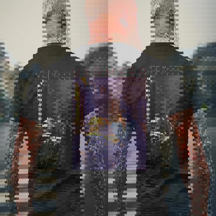 ヨハネス フェルメール アーティストのためのアート 天文学者 メンズTシャツ バックプリント 高齢者への贈り物