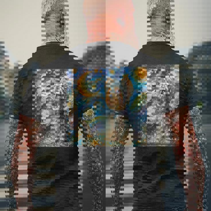 ヨークシャーテリア 星月夜シャツ ヴィンセント・ヴァン・ゴッホ ヨーキー メンズTシャツ バックプリント 高齢者への贈り物