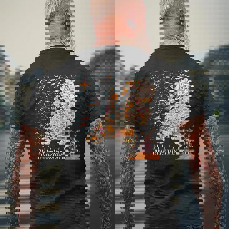 ヨーロッパ オランダ 地図 オランダ アムステルダム バケーション お土産 メンズTシャツ バックプリント 高齢者への贈り物