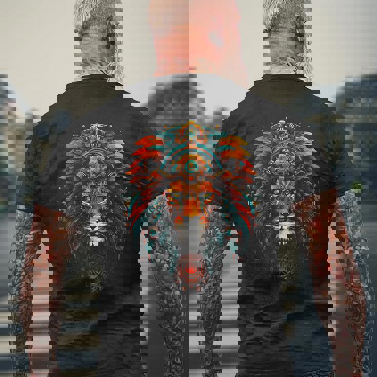 ライオン 動物 動物園 アート ライオン メンズTシャツ バックプリント 高齢者への贈り物