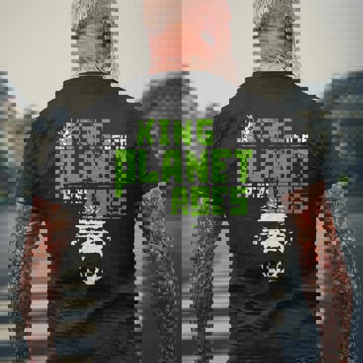 ライオンではなく猿が惑星の動物王国を握る メンズTシャツ バックプリント 高齢者への贈り物