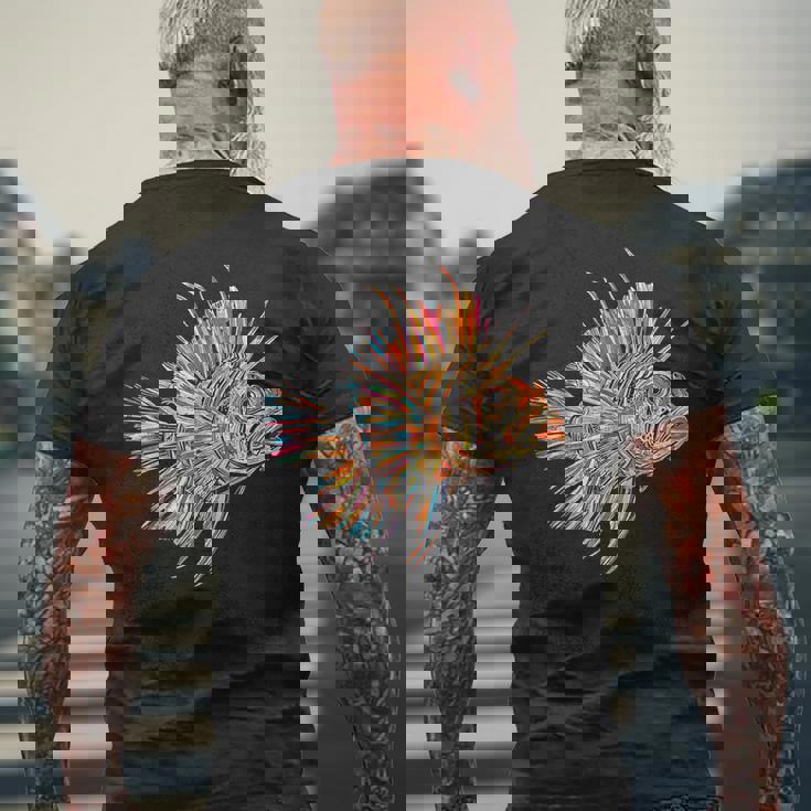 ライオンフィッシュ 動物 グラフィック アートワーク ライオンフィッシュ メンズTシャツ バックプリント 高齢者への贈り物