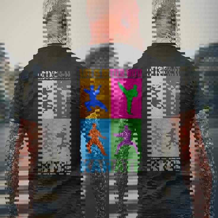 ライフ・イズ・ベター・格闘技と日本の戦闘空手 メンズTシャツ バックプリント 高齢者への贈り物