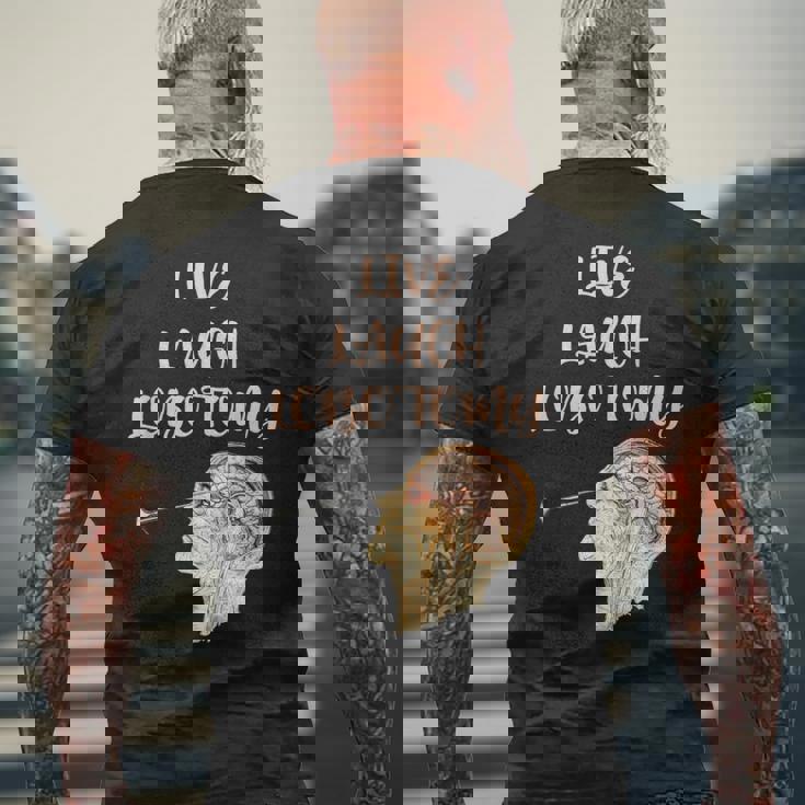 ライブ・ラフ・ロボトミー メンズTシャツ バックプリント 高齢者への贈り物