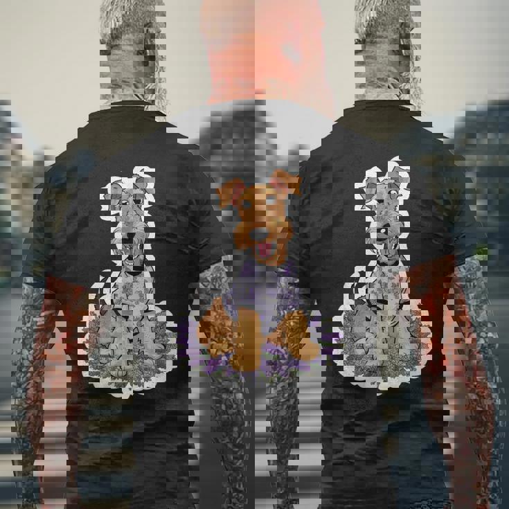 ライラックのエアデール テリア メンズTシャツ バックプリント 高齢者への贈り物