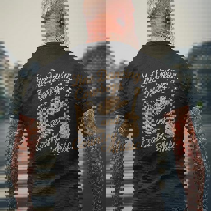 ラインダンス、カウボーイ、カントリーミュージック メンズTシャツ バックプリント 高齢者への贈り物