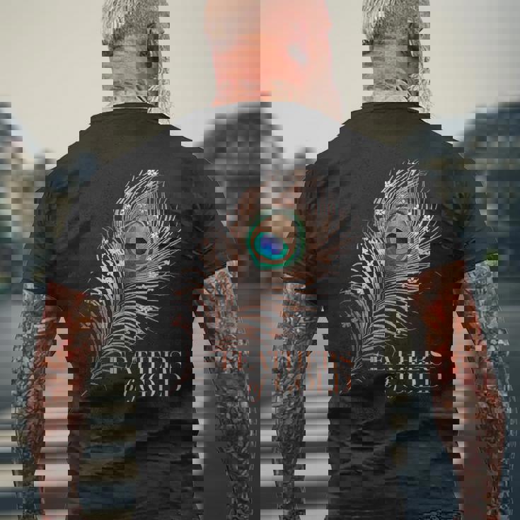 ラグジュアリーボタニカルフラワー ローズゴールド 孔雀 ゴールドの羽 メンズTシャツ バックプリント 高齢者への贈り物