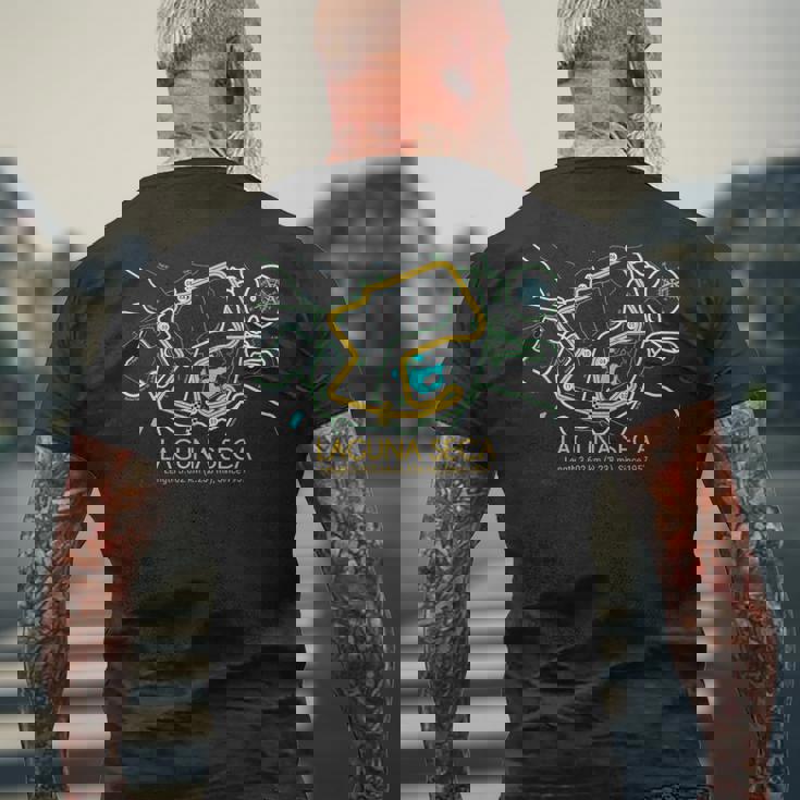 ラグナセカ サーキットマップデザイン メンズTシャツ バックプリント 高齢者への贈り物