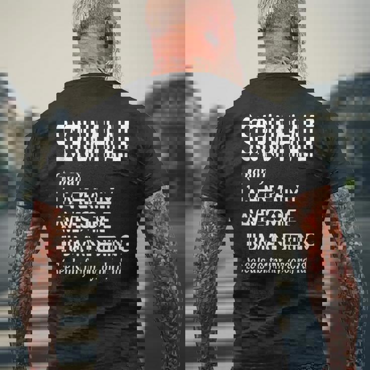 ラグビー選手の定義 面白い スクラムハーフ メンズTシャツ バックプリント 高齢者への贈り物