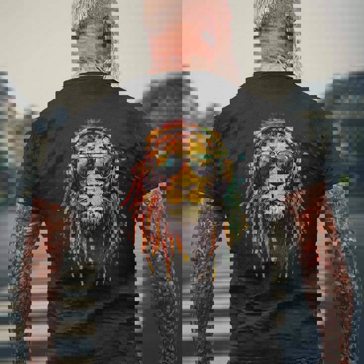 ラスタ・レゲエ Dj ユダのライオン・ラスタファリアン・ルーツ ジャマイカ メンズTシャツ バックプリント 高齢者への贈り物