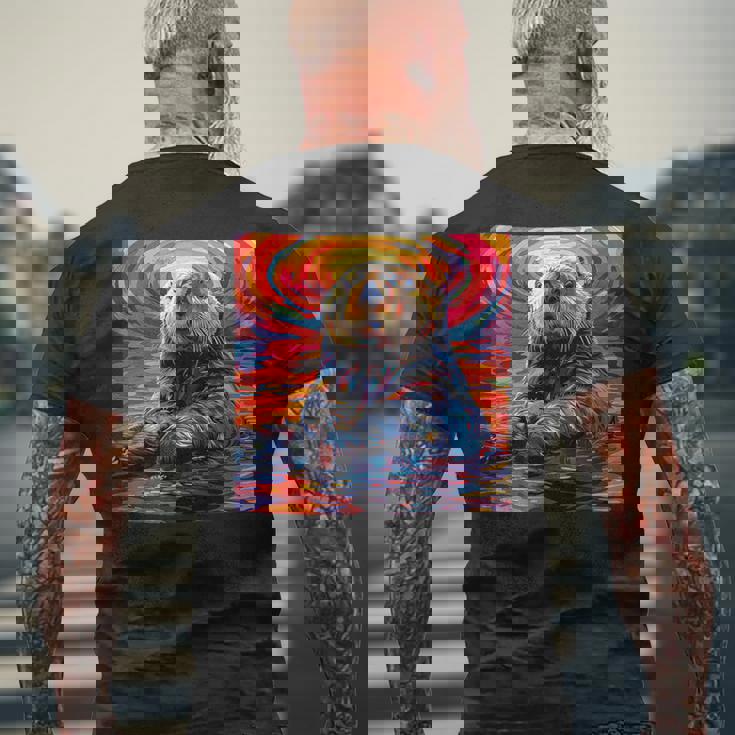 ラッコ カラフル グラフィック メンズTシャツ バックプリント 高齢者への贈り物