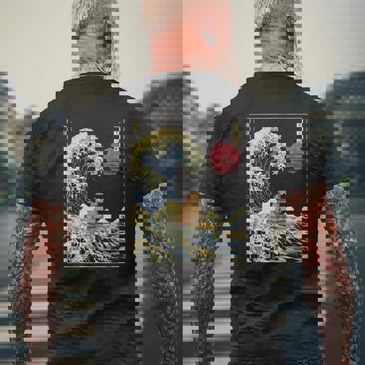 ラッコ 日本の神奈川波 おもしろサーフアニマル メンズTシャツ バックプリント 高齢者への贈り物