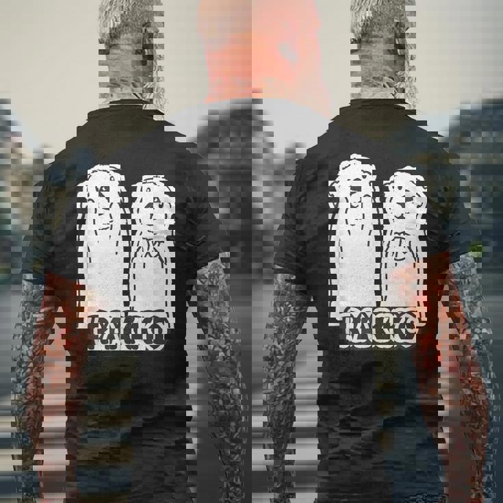 ラッコ《ともだち・かい と かお》2匹 シンプル イラスト【どうぶつフレンズ】動物 ゆるくて かわいい キャラクター メンズTシャツ バックプリント 高齢者への贈り物