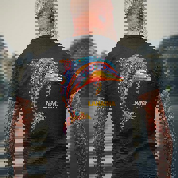 ラハイナ マウイ ハワイ ティー ハワイアン ダイビング バケーション イルカ メンズTシャツ バックプリント 高齢者への贈り物