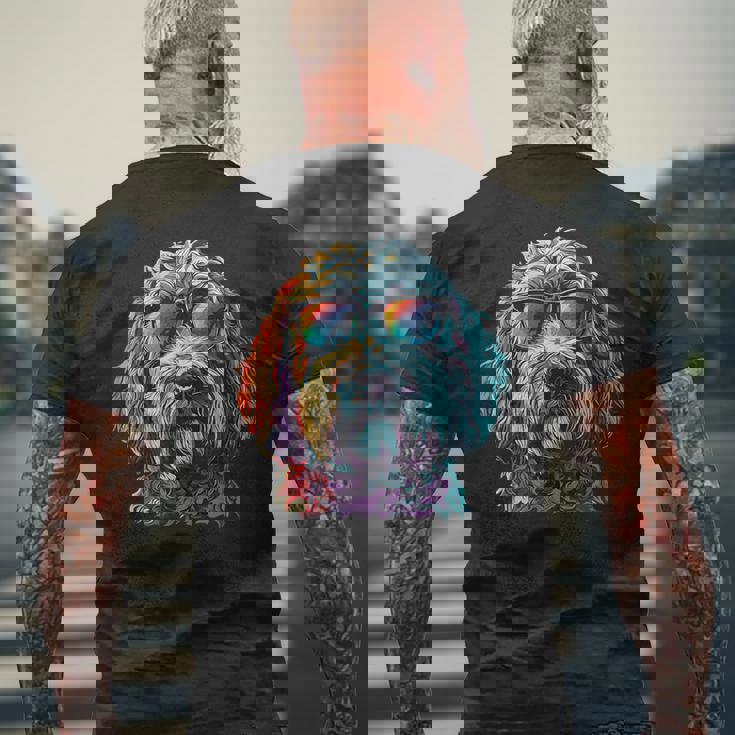 ラブラドゥードル・ドゥードル・ママ 犬 犬のママ 毛皮の友達 メンズTシャツ バックプリント 高齢者への贈り物