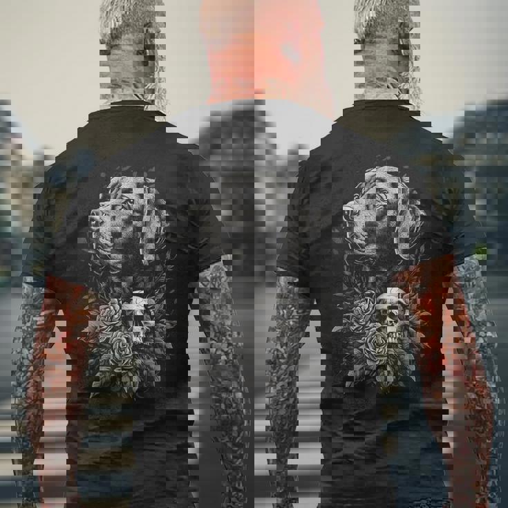 ラブラドール 犬 グラフィック ペット イラスト ラブラドール メンズTシャツ バックプリント 高齢者への贈り物